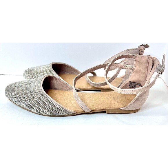 Torrid Rhinestone Nude Flats 9.5 WW (Fit 11) Sparkly Dressy Ankle Strap Shoes - Picture 6 of 10